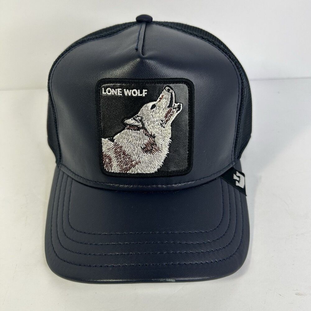 Goorin Bros Lone Wolf Trucker Hat Navy Shleather Mesh Snapback The Farm Wildlife